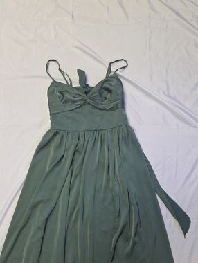 Azazie Green Maxi Dress with Twisted Bodice